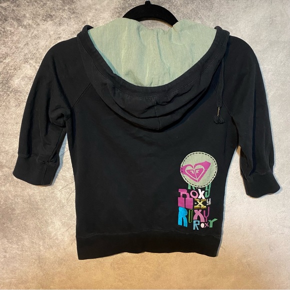 Roxy Soft Sweatshirt Hooded Henley Juniors Women Size Small Black - Picture 5 of 10